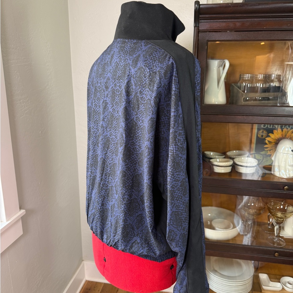 Athleta Dark Blue Python Print Zip Front Bomber J… - image 2